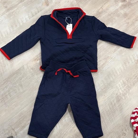 Janie and Jack Other - Janie and Jack Quilted Navy Two Piece Set with Red Trim